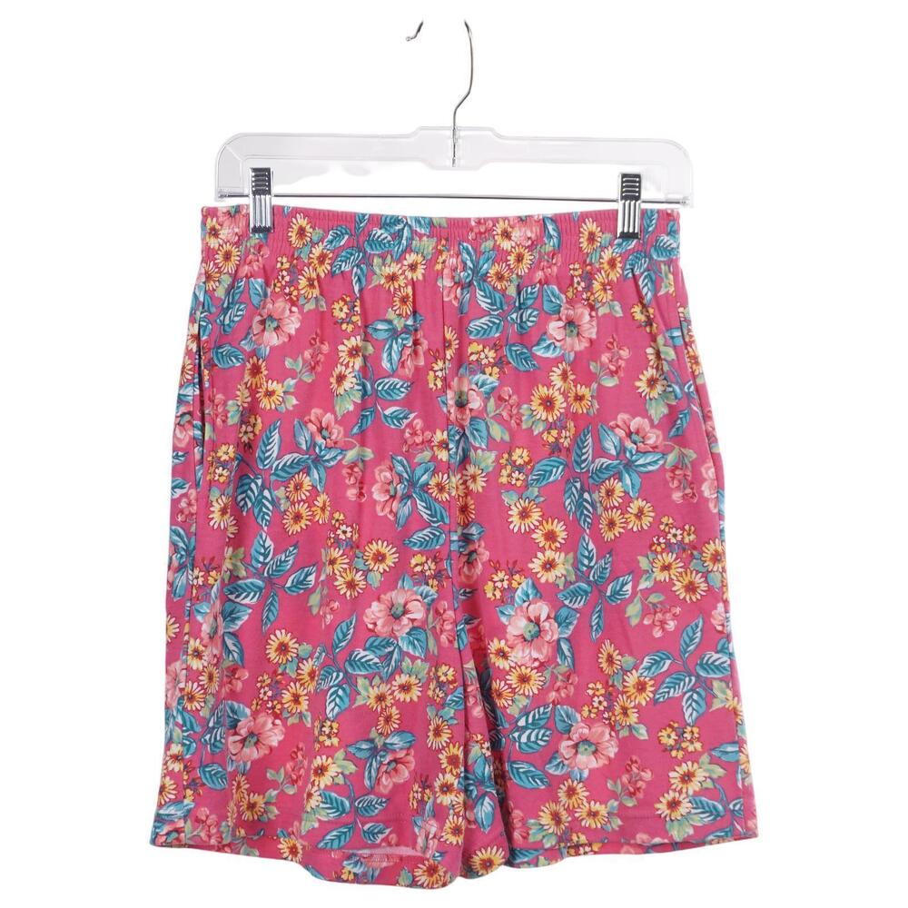 Karen Scott Vintage Shorts S/M Pink Floral Print Pull On Pockets High Rise